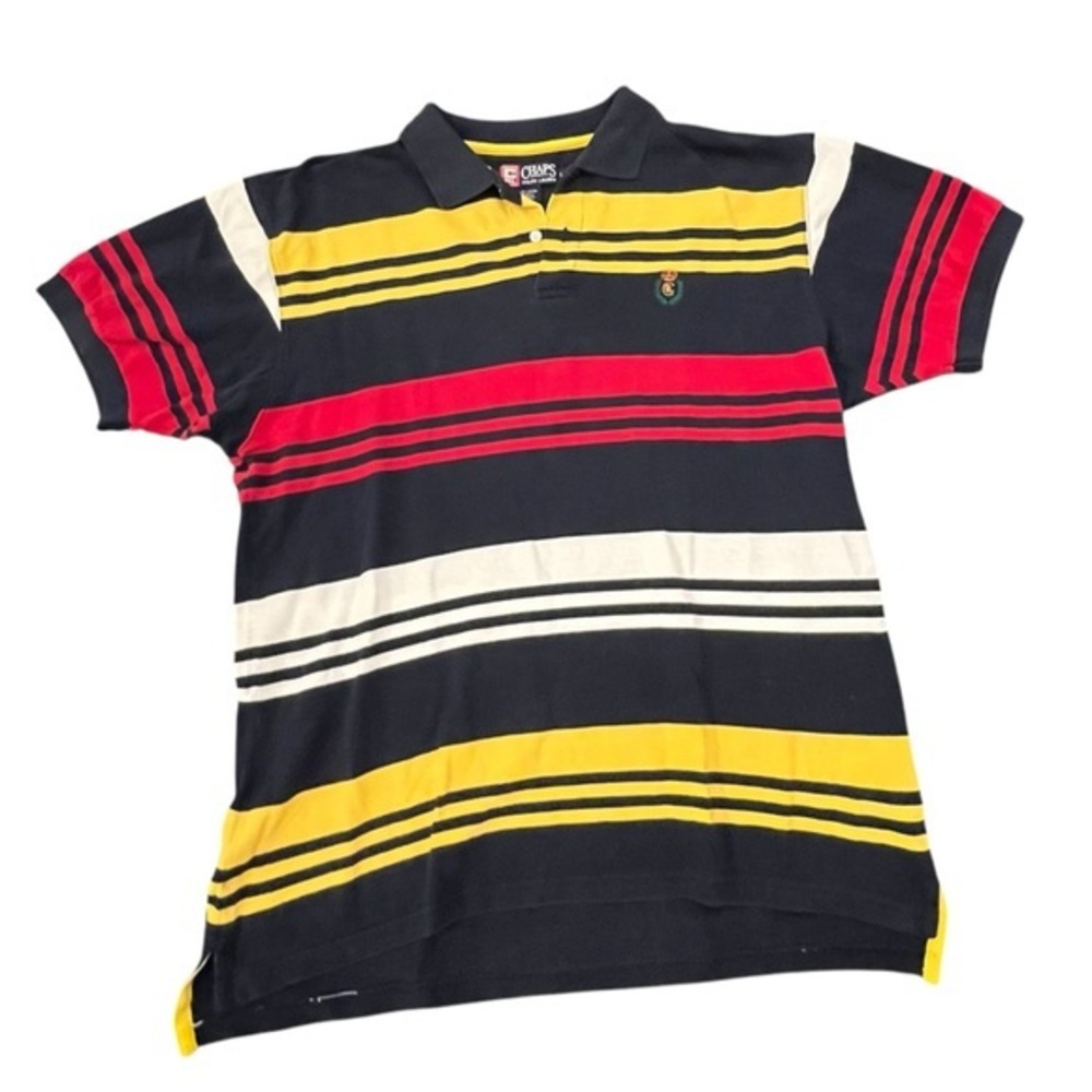 Vtg 90s Chaps Ralph Lauren Men's Large Striped Polo Shirt Short Sleeve Rugby